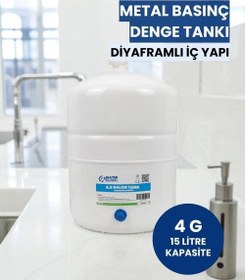 Resim 4 Galon (15 Litre) Metal Basınç Denge Tankı – Tüm Su Arıtma Cihazlarıyla Uyumlu (Üreticiden) 