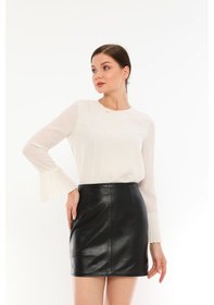 Resim Basics&More Bayan Deri Etek Siyah 