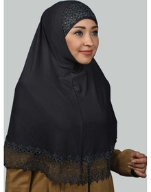 Resim Altobeh İkili Set Dantelli Pratik Eşarp Hazır Hijab Ve Tesettür Bonesi Xl Füme 