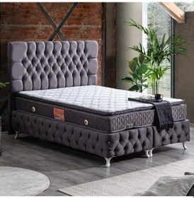 Resim Setaymobilya Baza, Cappy Antrasit Mdf Baza + Başlık + Real Pedli Yatak 