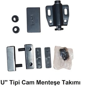 Resim U Tipi Çıtçıtlı Cam Kapak Menteşe Seti Tekli 2 Adet 