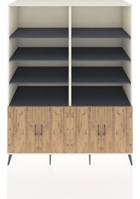 Resim Kronos Gardrop 10 Raflı 4 Kapaklı 176x59x221 Aytaşı-çam/antrasit Beyaz 