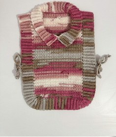 Resim Byehandmade El Yapımı Pembe Renk Bebek Önlük Süveter Çok Renkli 