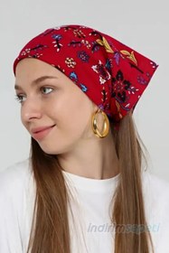 Resim Bandana çiçek Desenli Pamuklu Kumaş Saç Aksesuarı Bordo 