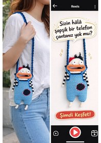 Resim Tulum Giymiş Şapşik Telefon Çantası Çok Renkli 