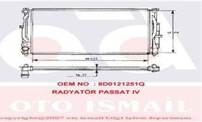 Resim RADYATÖR PASSAT-A4-A6-SUPERB 1.6-1.8-2.4-1.9TDI-2.6-2.3 VR5-2.0-2.8 AC KLİMASIZ MEK 632x414x23 