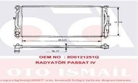Resim RADYATÖR PASSAT-A4-A6-SUPERB 1.6-1.8-2.4-1.9TDI-2.6-2.3 VR5-2.0-2.8 AC KLİMASIZ MEK 632x414x23 