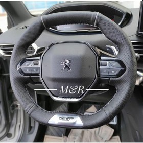 Resim Peugeot Kaplama Deri Direksiyon Kilifi Siyah 