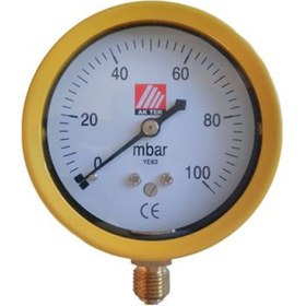 Resim Ak Tek Manometre Doğalgaz 0-100 Mbar Düşük Basınç 