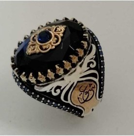 Resim Omar Silver Erkek Fasetli Safir Zirkon Taşlı Gümüş Yüzük Mrd114 