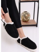 Resim Wordex Pwr Eb085 Kadın Peluş Kışlık Panduf Ev Botu Pofuduk Ev Ayakkabısı Siyah 