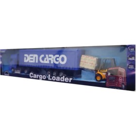 Resim Kutulu Sürtmeli Forklift ve Mavi Man Konteynır Tır 