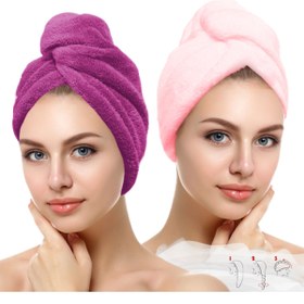 Resim ŞİLAY HOME Şilay Düğmeli Havlu Bonesi 2'li Mor Pudra Renk 