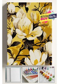 Resim Sayılarla Boyama Seti Numaralı Tuval Fırça Boya Dahil Kasnaklı Set 50x70 Cm - Sarı Ağaç 