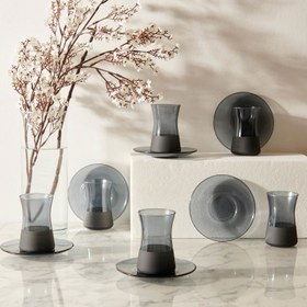 Resim Rakle Matte 12 Parça Çay Seti - Siyah - 132 ml 