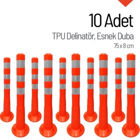 Resim İleri Trafik 10'lu Delinatör Seti 75 x 8 cm Tpu, Esnek Duba 