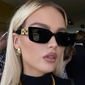 Resim 1 Adet Kadın ve Erkekler İçin Vintage Kedi Gözü Moda Gözlükleri - Trendy Retro Tarz, Küçük Çerçeve, Siyah Plastik Altın Tonlu Logolu, Şık Rahat Kare Tasarım, Günlük Giysi İçin Mükemmel, Kedi Gözü Gözlük 