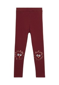 Resim Lovetti Bordo Kız Çocuk Crazy Eyes Baskılı Şardonlu Tayt 9347B014 Bordo 