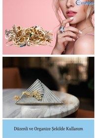 Resim Dekoratif Kase Takı Kutusu Yüzük Kolye Kutusu Mum Tabağı Takı Organizer Üçgen - Gümüş Eskitme 