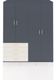 Resim Kronos Gardrop 6 Raflı 4 Çekmeceli Tek Askılı 176x59x221 Antrasit-antrasit/aytaşı Antrasit/aytaşı 