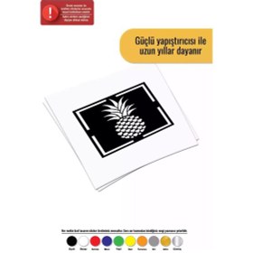 Resim Kalpli Ananas Çerçeve Sticker Oto Motor Laptop Duvar Folyo Sticker 40 X 40 Cm 