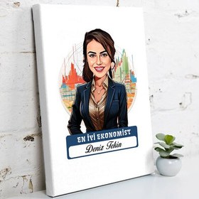 Resim Karikatürlü En Güzel Ekonomist Kanvas Tablo 