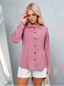 Resim Anarıco Oversize Büyük Beden Kadife Gömlek 257462907 Leylak 