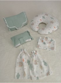 Resim Wenaris 17 parçalık yuvarlak babynest seti ( muslin ve waffle pike kumaşları) 