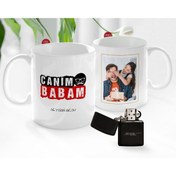 Resim Bk Gift Kişiye Özel Babalar Günü Hediyesi Fotoğraflı Kupa Bardak Ve Benzinli Çakmak Seti-33 