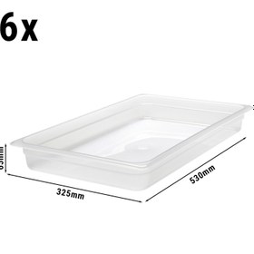 Resim Polipropilen GN Küvet 1/1 - Yarı Saydam - Yükseklik: 65 mm | CAMBRO - (6 Adet) 