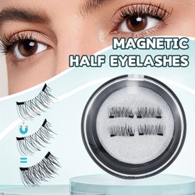 Resim Manyetik Yarım Göz Sahte Kirpikler - 4mm/11mm, Doğal Görünüm, Başlangıçlar İçin Kolay Uygulanır, Su Geçirmez ve Rahat, Seyahat Dostu Makyaj Aracı, Çift Paketi 