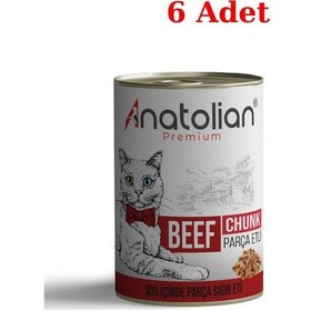 Resim Anatolian Premium Beef Biftekli Parça Etli Yetişkin Kedi Konservesi 6 x 400 G 
