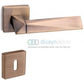 Resim Agate Rozetli Kapı Kolu Antik Bronz - Oda 