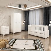 Resim Garaj Home Melina Yıldız 3 Kapaklı Bebek Odası Takımı - Beyaz 