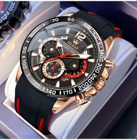 Resim Fastbuy Olevs 9936 Erkekler Multifonksiyonlu Su Geçirmez Kuvars Spor Saat - Siyah Gül Altın Renkli Çok Renkli 