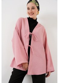 Resim Bigdart Keten Tesettür Kimono 5968 - Pudra 