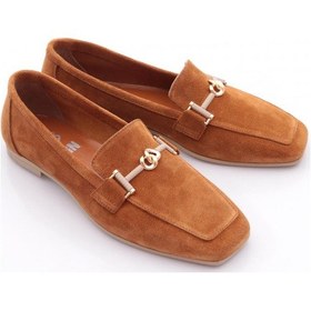 Resim Dgn 3652 Kadin Tokali Loafer Ayakkabi Taba Süet 