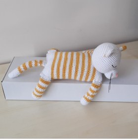 Resim nildamigurumi Amigurumi Örgü Oyuncak Uyuyan Kedi Sarı 