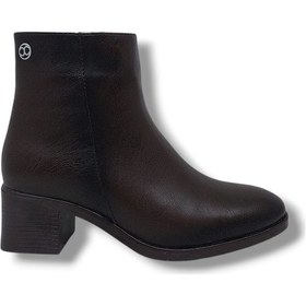 Resim Zerhan 1100 Kadın Koyu Kahve Fermuarlı Alçak Topuklu Bot Kahve 