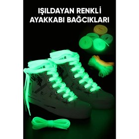 Resim LookBuyTake 120 cm Fosforlu Ayakkabı Bağcığı - Mavi Yeşil Pembe Renklerde Karanlıkta Parlayan Bağcık” 