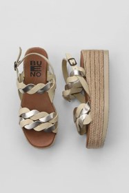 Resim Bueno Shoes Sarı Parlak Deri Kadın Dolgu Topuklu Sandalet 01wu6119 