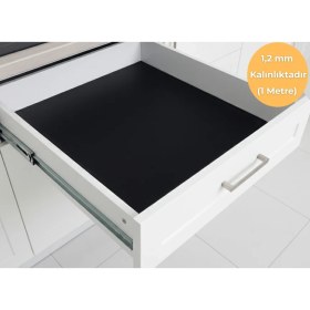 Resim Almital Mobilya Aksesuarlari Almital 48 cm x 1metre Siyah Kumaş Desenli, Çekmece İçi Kaydırmaz Halı, Dolap içi raf örtüsü 