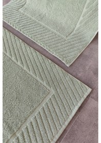 Resim 2'li Diyagonal Çizgili Ayak Havlusu Seti - %100 Pamuk Havlu Takımı - 50x70 Cm - Yeşil Yesıl Yeşil 