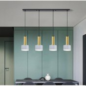 Resim Rsylight Retro Metal Masa Üstü Dekoratif 4 Lü Beyaz Gold Sıralı Avize Beyaz - Gold 