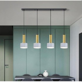 Resim Rsylight Retro Metal Masa Üstü Dekoratif 4 Lü Beyaz Gold Sıralı Avize Beyaz - Gold 