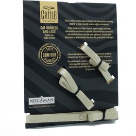 Resim Cattie Kedi Göğüs ve Gezdirme Tasma Takımı Haki 1x25-40 Cm 
