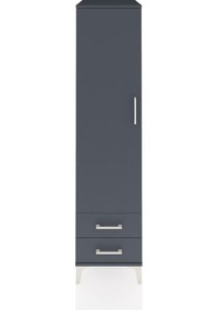 Resim Kronos Dolap Tek Raflı 2 Çekmeceli Tek Askılı 44x59x182 Antrasit-antrasit Antrasit 