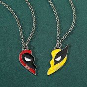 Resim 2 Adet Marvel Deadpool ve Wolverine Aşk Kalp Kolyesi, Çinko Alaşımlı, Tomboy Karikatür Stili, Tüm Mevsimler, Günlük ve Hediye Durumları İçin Avrupa Amerikan Filmi İlhamlı Takı En İyi Arkadaşlar İçin 