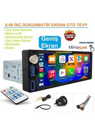 Resim 6.86 Inç Dokunmatik Geniş Ekran Oto Teyp Geri Vites Kamera+bluetooth+mirror Link 