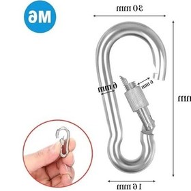 Resim 6 Mm Kilitli Karabina, Dağcılık Ve Kamp İçin Dayanıklı Kanca 